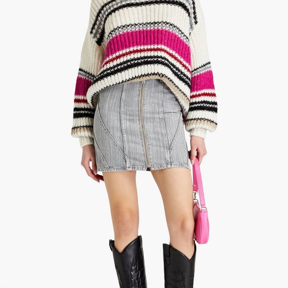 IRO Denim Mini Skirt Gray NWT 36 28